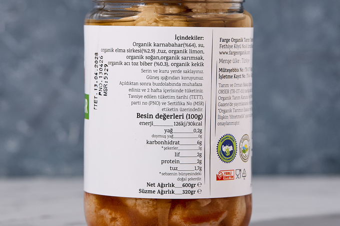 Organik Acı Karnabahar Turşusu 600 g