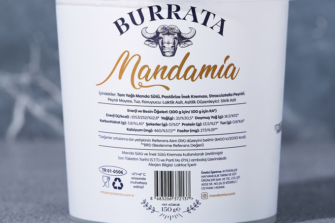 %100 Manda Tam Yağlı Burrata Peyniri 150 g