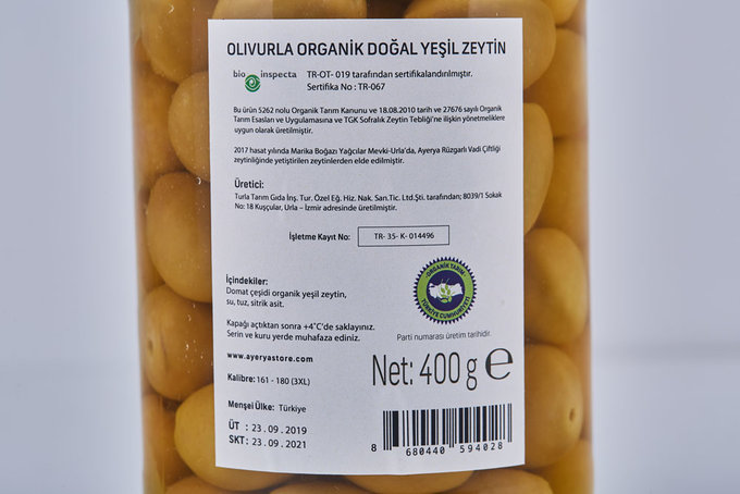 Organik Yeşil Zeytin 400 g