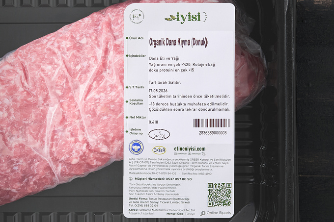 Organik Dana Kıyma 430 g