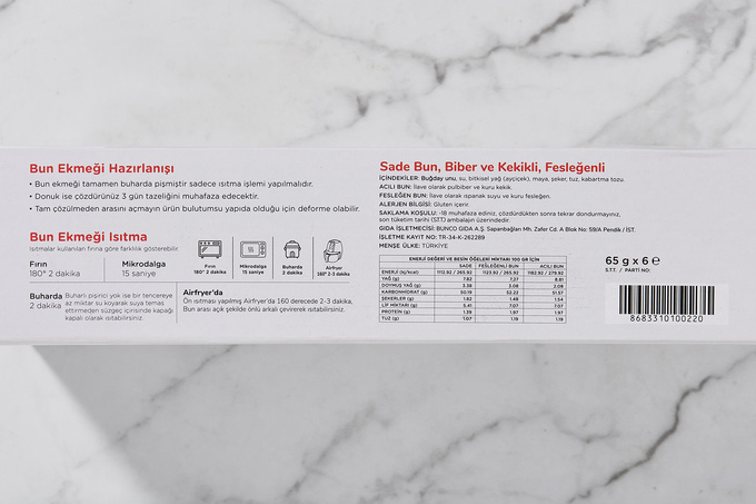 Sade, Biberli ve Kekikli, Fesleğenli Bao Bun 6 x 65 g