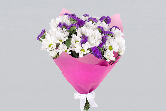 Beyaz Fuşya Papatya Buketi