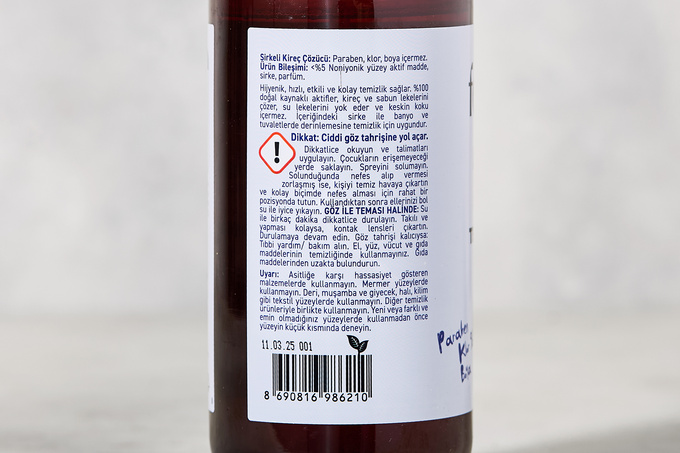 Kireç Çözücü Temizlik Sirkesi (Banyo, Fayans, Lavabo, Klozet) 450 ml