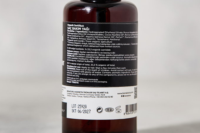 Organik Saç Bakım Yağı (Yıpranma Karşıtı) 125 ml