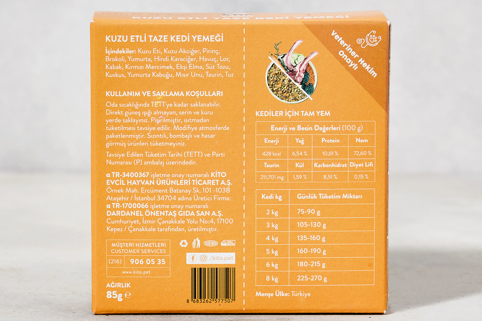 Kuzu Etli Taze Kedi Yemeği / Mama 85 g | Tazedirekt