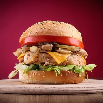 Chicken Garlic Mushroom Cheeseburger görseli