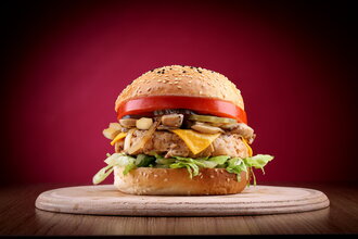 Chicken Garlic Mushroom Cheeseburger görseli