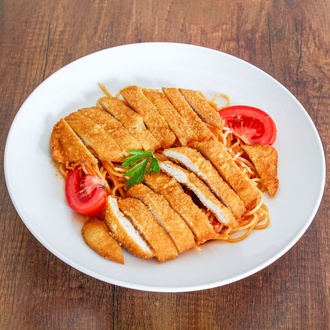 Tavuk Schnitzel Makarna görseli