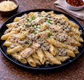 Kremalı Mantarlı Tavuklu Penne görseli