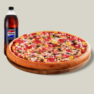 Büyük Boy Pizza + Pepsi Zero Sugar (1 L.) görseli