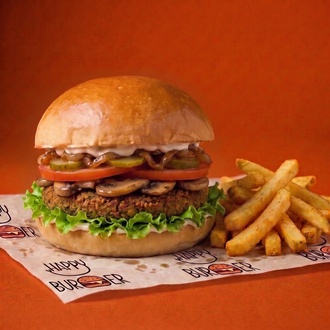 Happy Vegan Mushroom Burger görseli