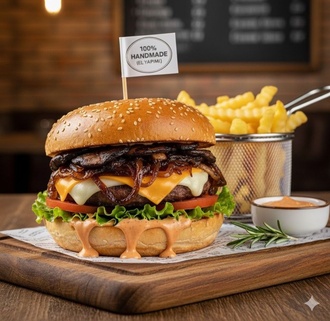Mushroom Swiss Burger görseli