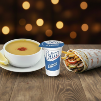 Mercimek Çorbası & Et Döner Dürüm ve Ayran (200 ml) görseli