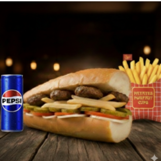 Yarım Ekmek Arası Köfte & Patates Kızartması & Kutu İçecek Menü görseli