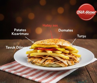 Pide Ekmeğine Tavuk Döner görseli