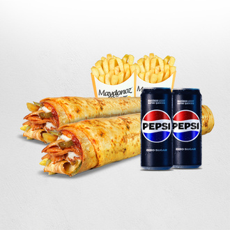 2'Li Tavuk Döner Large Dürüm (45 Cm.) Menü görseli