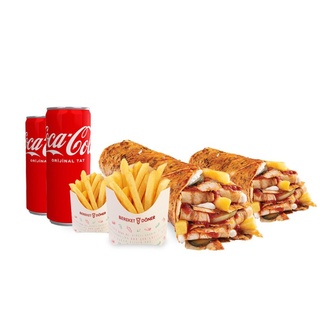 2'Li Tavuk Döner Dürüm Menü (L) görseli