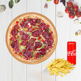 Küçük Boy Pizza + Cips + Kutu İçecek görseli