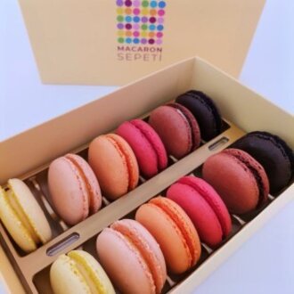 Gün Batımı Macaron Sepeti (12 Adet) görseli