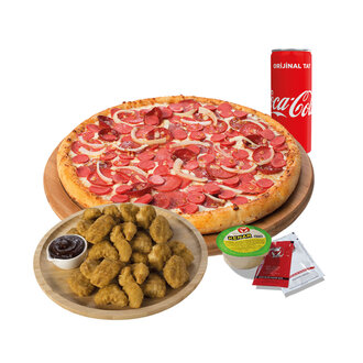 Orta Boy Pizza + Çıtır Tavuk + Kutu İçecek + Sos görseli