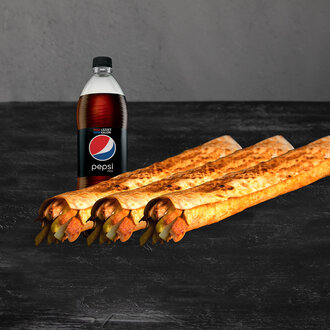 3'Lü Tavuk Döner Large Dürüm (45 Cm) Menü görseli