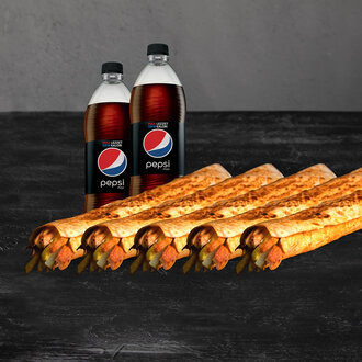 5'Li Tavuk Döner Large Dürüm (45 Cm) Menü görseli