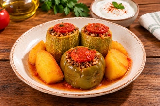 Yoğurtlu Etli Kabak & Biber Dolması (290 Gr.) (Glütensiz) görseli