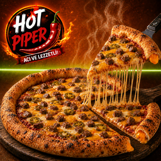 Cheddar Dolgulu Etli Pizza(acılı)(büyük) görseli