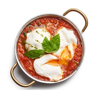 Burratalı Domates Soslu Poşe Yumurta görseli