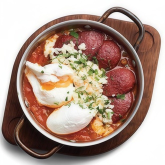 Domates Soslu Sucuklu Poşe Yumurta görseli