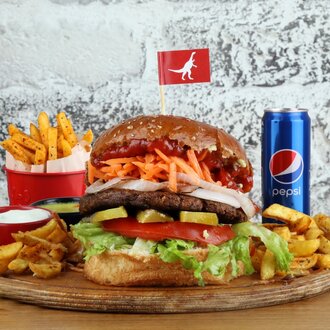 The Vegan Dino Burger Menü (Vejeteryan) görseli