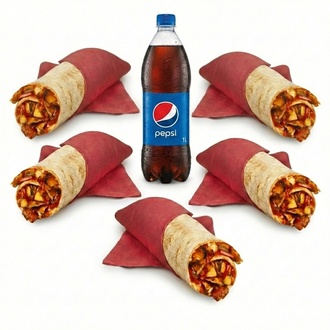 5'Li Tavuk Döner Dürüm Menü 1 Litre Pepsi Bedava görseli