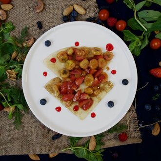 Karamelli Meyveli Krep ( блины фрукты в карамели ) görseli