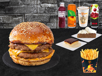 Dört Dörtlük Çift Köfte Burger Menü görseli