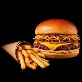 Single Cheese Smash Burger & Tırtıklı Patates görseli