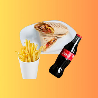 Tavuk Döner Dürüm, Patates Kızartması Ve İçecek görseli