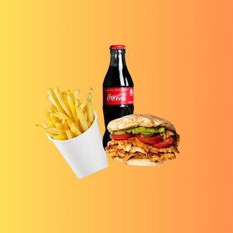 Tombik Tavuk Döner, Patates Kızartması Ve İçecek görseli