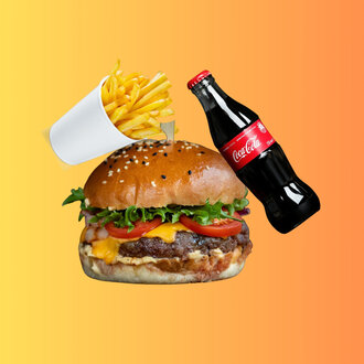 Cheeseburger + Patates Kızartması + İçecek görseli
