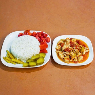 Acılı Tavuk Sote & Pilav Menü (450 Gr.) görseli