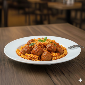 Domates Soslu Köfteli Fusilli görseli