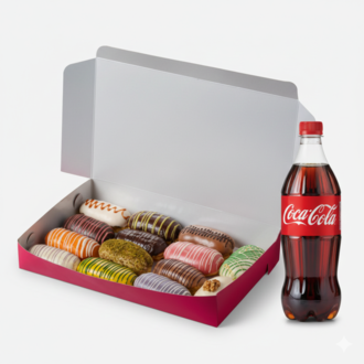 Büyük Mutluluk Kutusu (16 Adet Karışık Ekler Ve 1 Litre Coca Cola Hediyesiyle) görseli