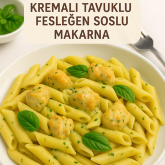 Kremalı Tavuklu Fesleğenli Pestolu Penne görseli