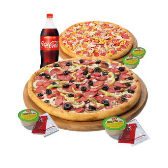 2 Adet Büyük Boy Pizza + 1L. İçecek + Sos (544+ 544 ) görseli