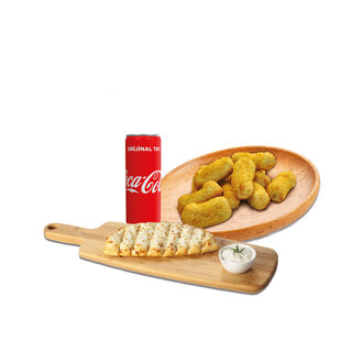 Cheese Bread (Sade) + 12 Adet Ispanaklı Tavuk  + Kutu İçecek görseli