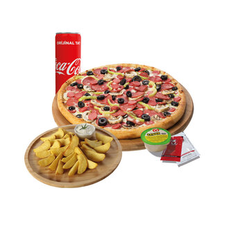 Orta Boy Pizza + Kutu İçecek + Elma Dilim Patates + Sos görseli