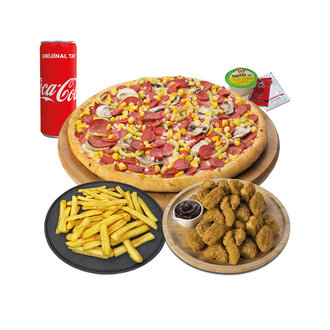 Orta Boy Pizza + Çıtır Tavuk + Pat Bulls + Kutu İçecek + Sos görseli