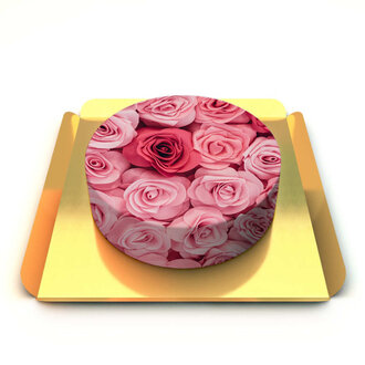 Pembe Güllü Çikolatalı Pasta (10 Dilim) görseli