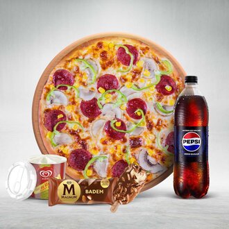 Büyük Boy Pizza & 2'Li Dondurma Menü görseli