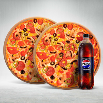2 Adet Orta Boy Bol Karışık Pizza & İçecek (1 L.) Menü görseli