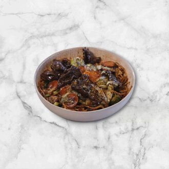 Sebzeli Erişte Üstü İstiridye Soslu Dana Eti görseli